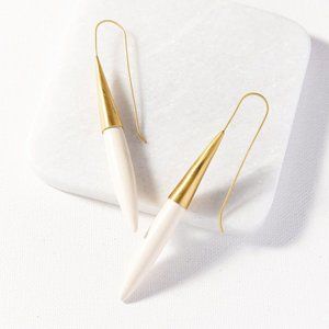 Ink + Alloy | Ivory And Brass Ceramic Spike Earrings